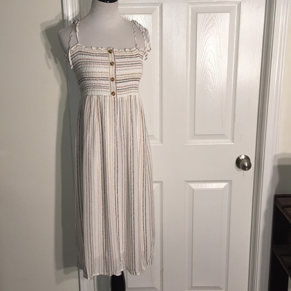 Paper Crane Dresses & Skirts - Paper Crane Striped Smocked Midi Dress Size Medium